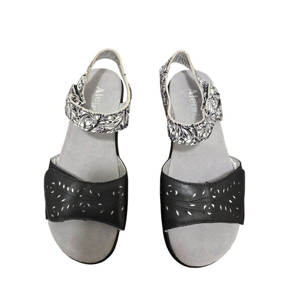 Alegria Women's Black & White Sandals With Adjustable Strap & Cutout Design Size - Picture 1 of 11
